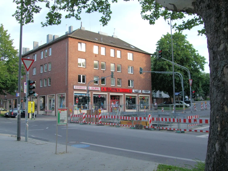 a road is under construction on a city street