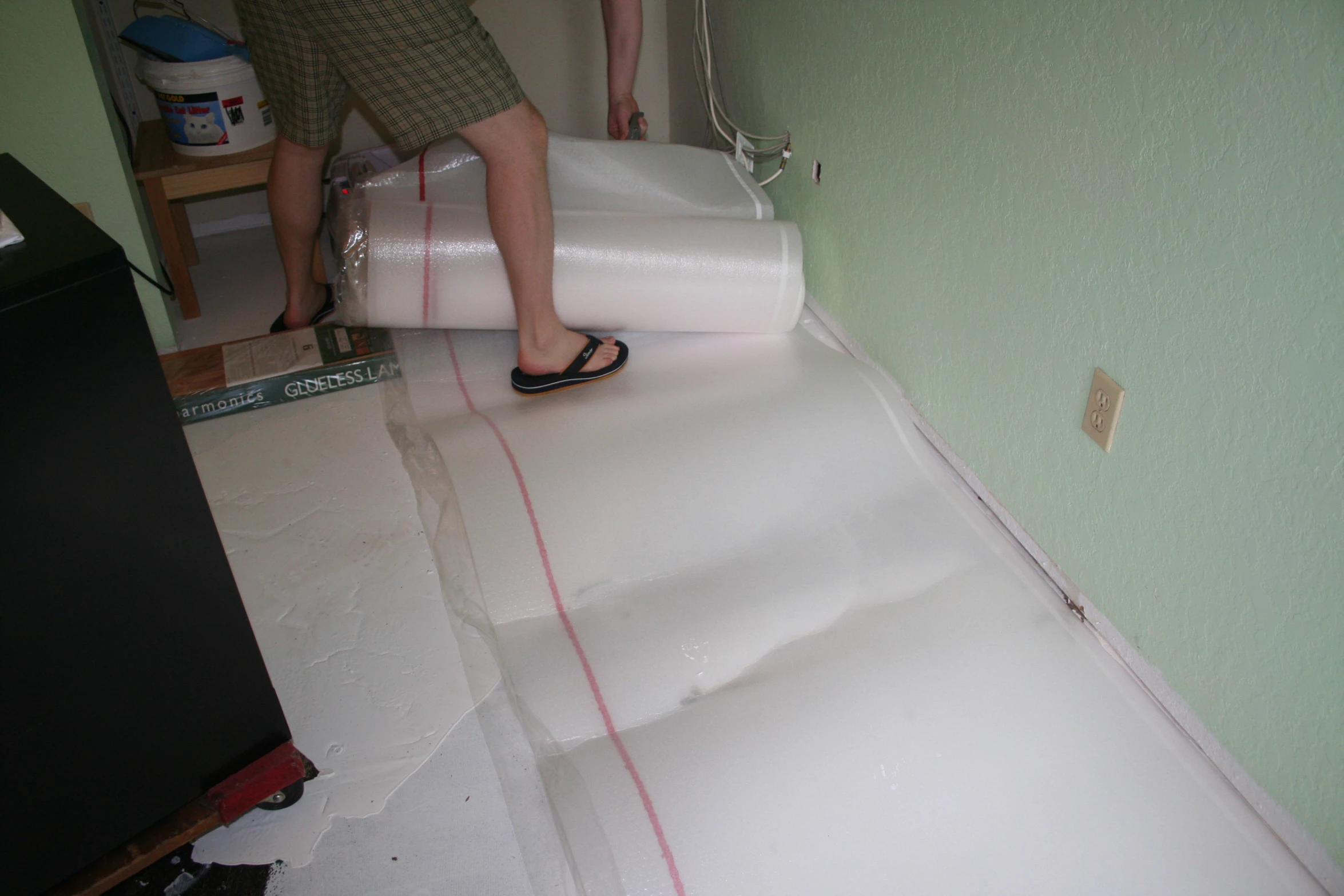 a man that is standing on a large foam