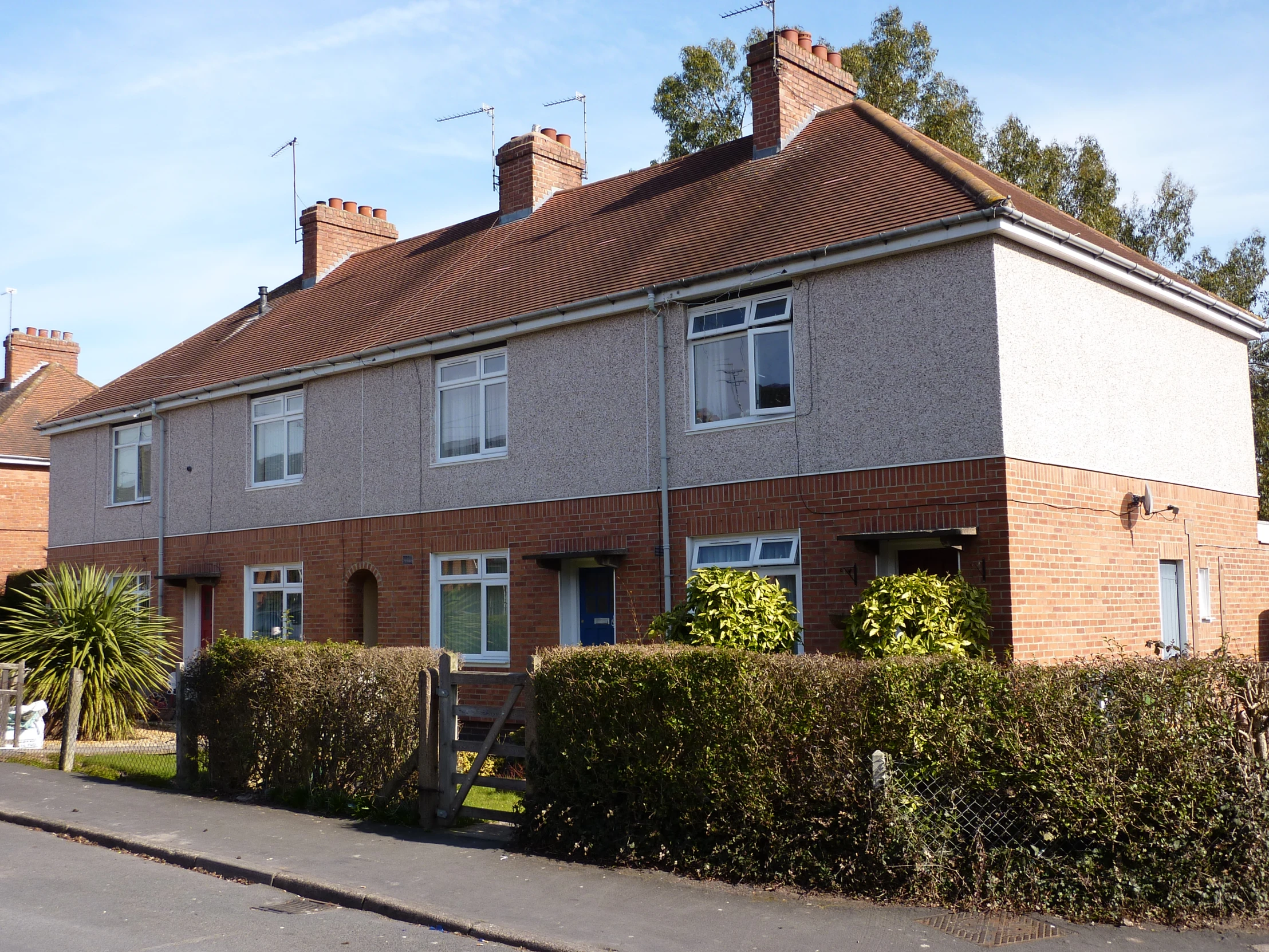 the brick exterior of a two story building