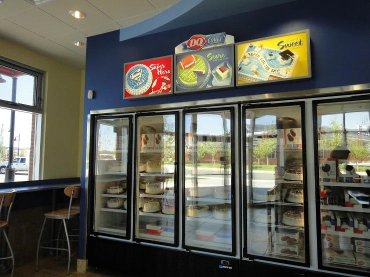 a display case with several different kinds of snacks