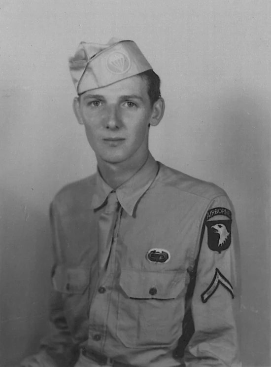 black and white pograph of young soldier