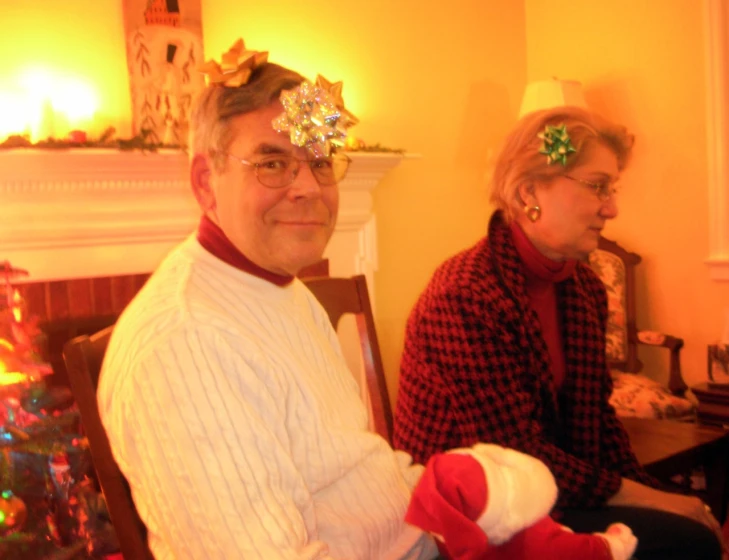 an older couple dressed up for the holidays