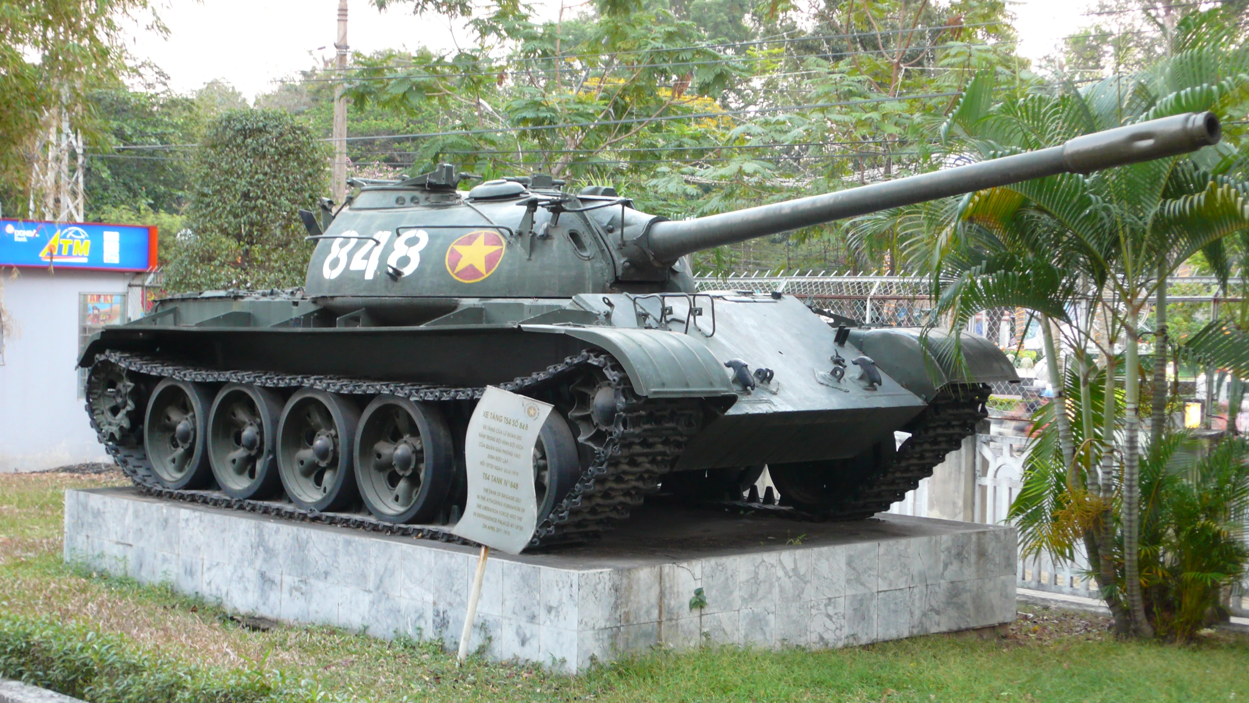 an old military tank sits on display at a local museum