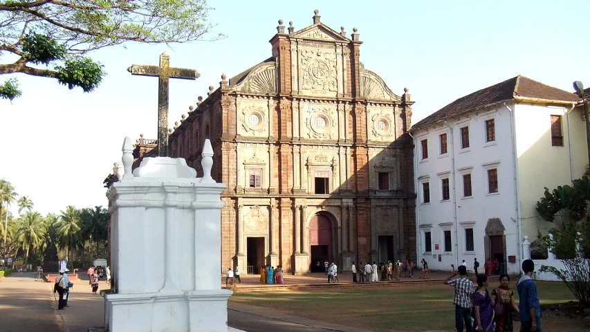 the large church stands in the city's historic center