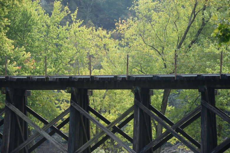 an elevated bridge has rails as seen from above