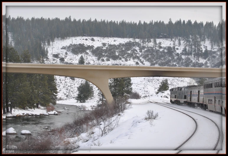 a train is moving through the snowy country