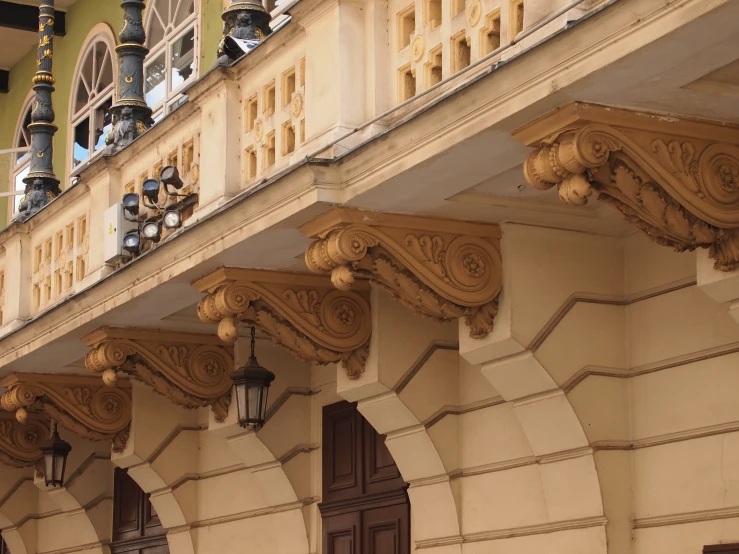 the old style building has arched arches with fancy designs