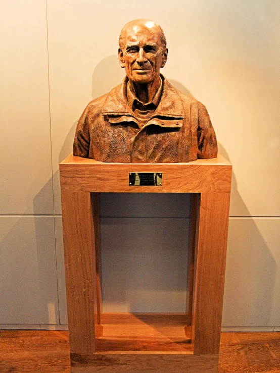 the bust of a military officer has been kept in a shadow box