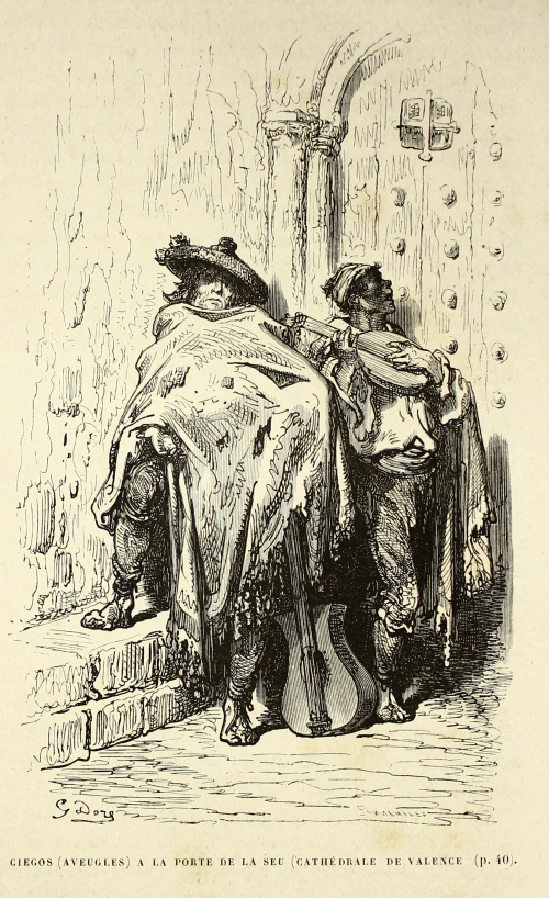 an engraving of a woman leaning over a bed