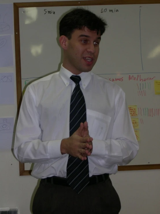 a man in a white dress shirt and black tie