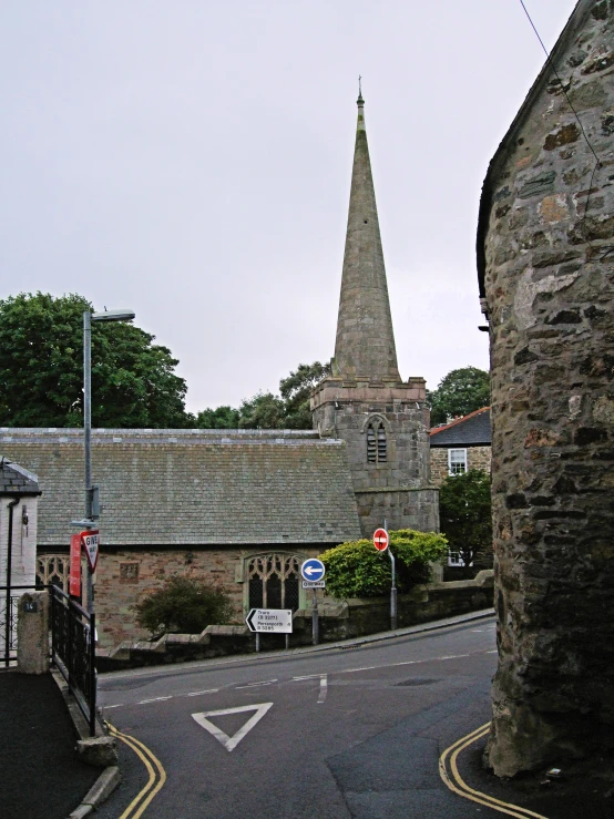 the tower is in the middle of the village