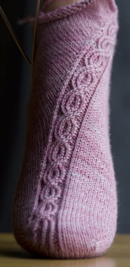 a very close up view of a sock