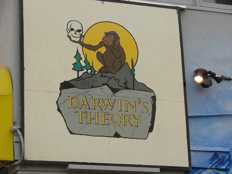 the sign on the side of a building depicts the logo for the bar