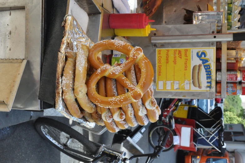 a bunch of pretzels sitting on top of a counter