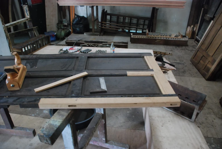 a view from above of wood tools and an assortment of tools