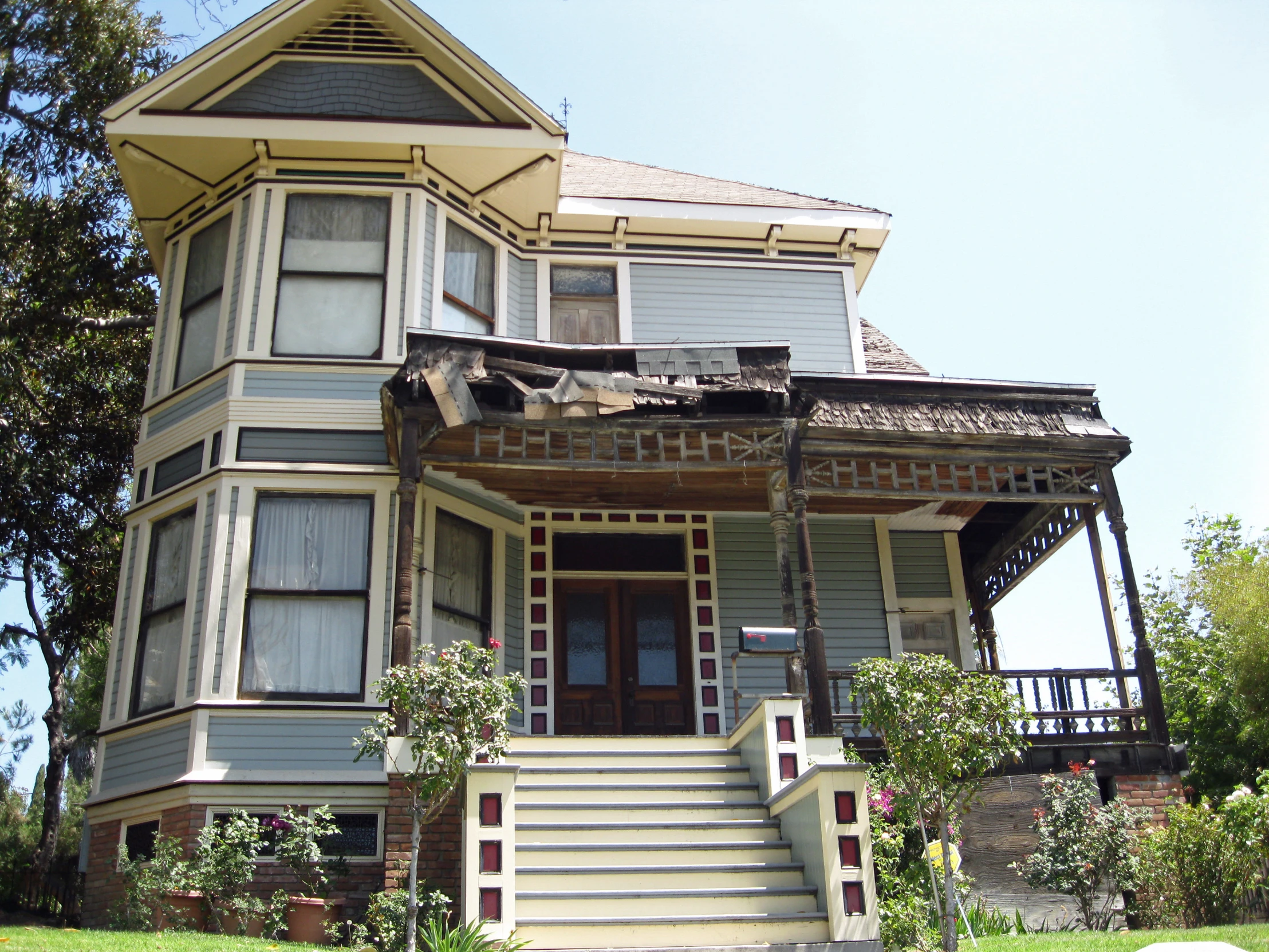 a house is shown with stairs to the upper level