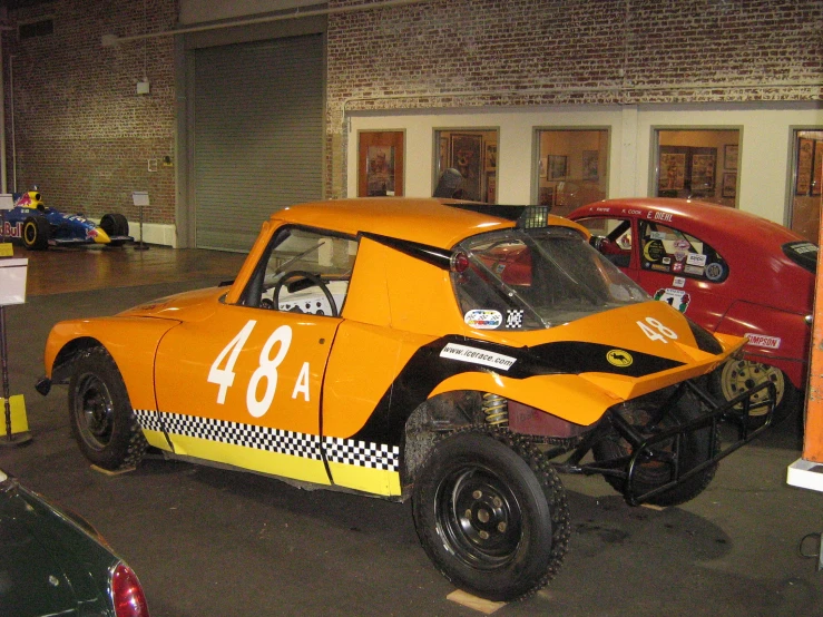 a car that is being worked on in a garage