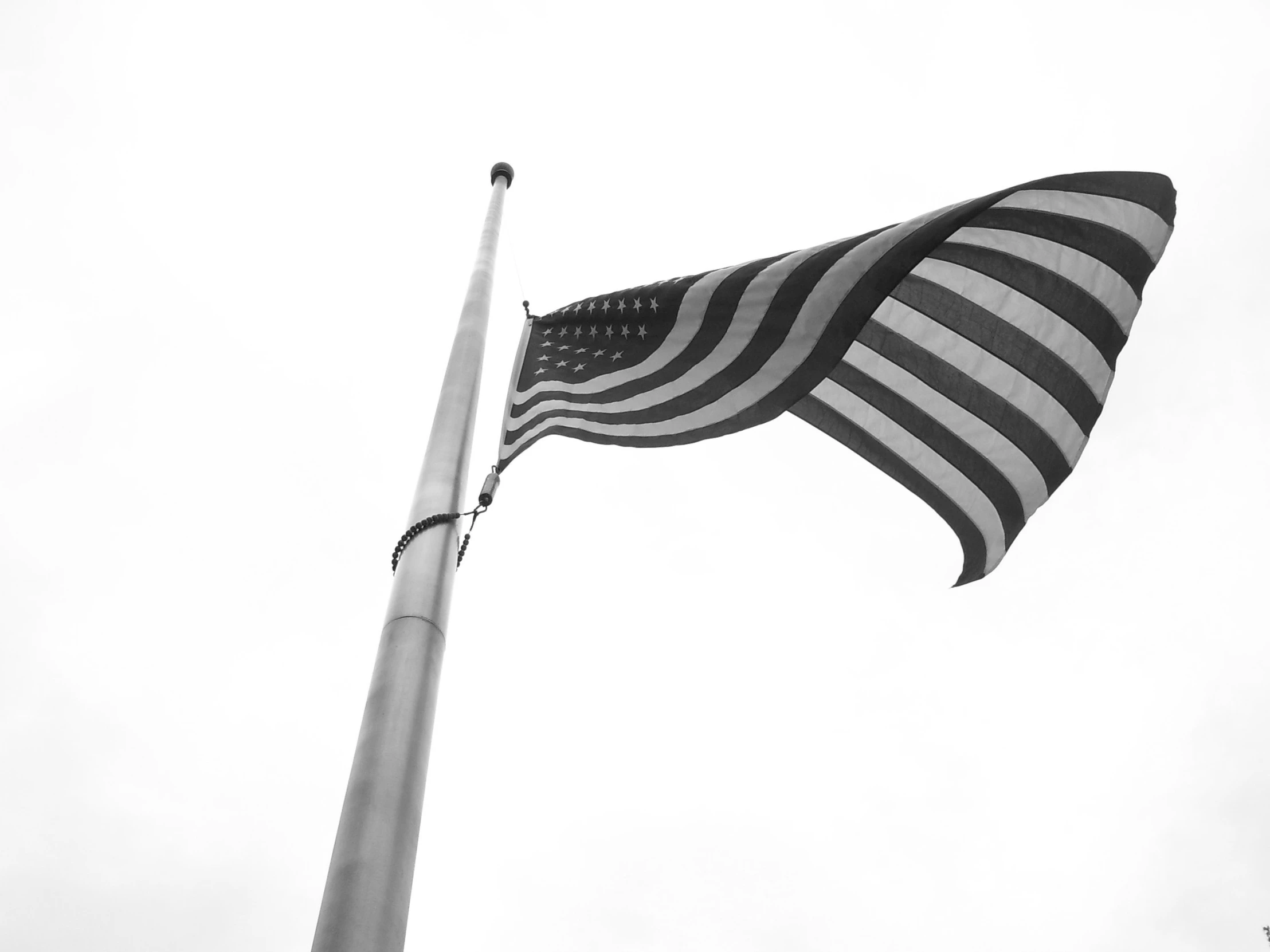 a black and white image of the american flag