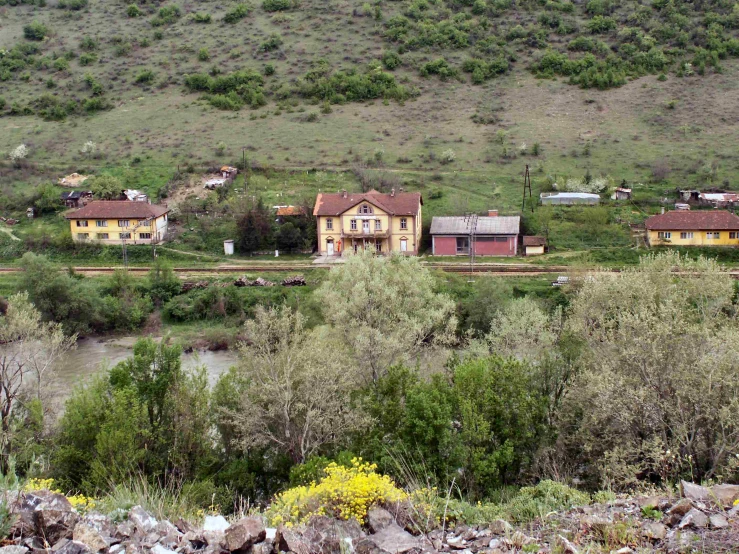 a hillside with small houses in it