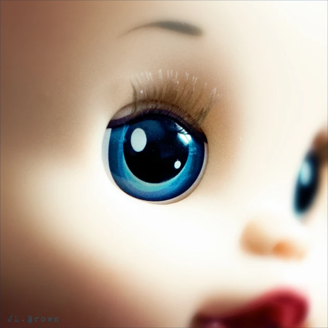 this doll has very big blue eyes with a tiny eyelashes