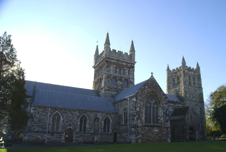 a large church in an old city setting