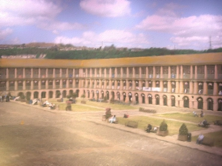 a large building with arches and pillars in it