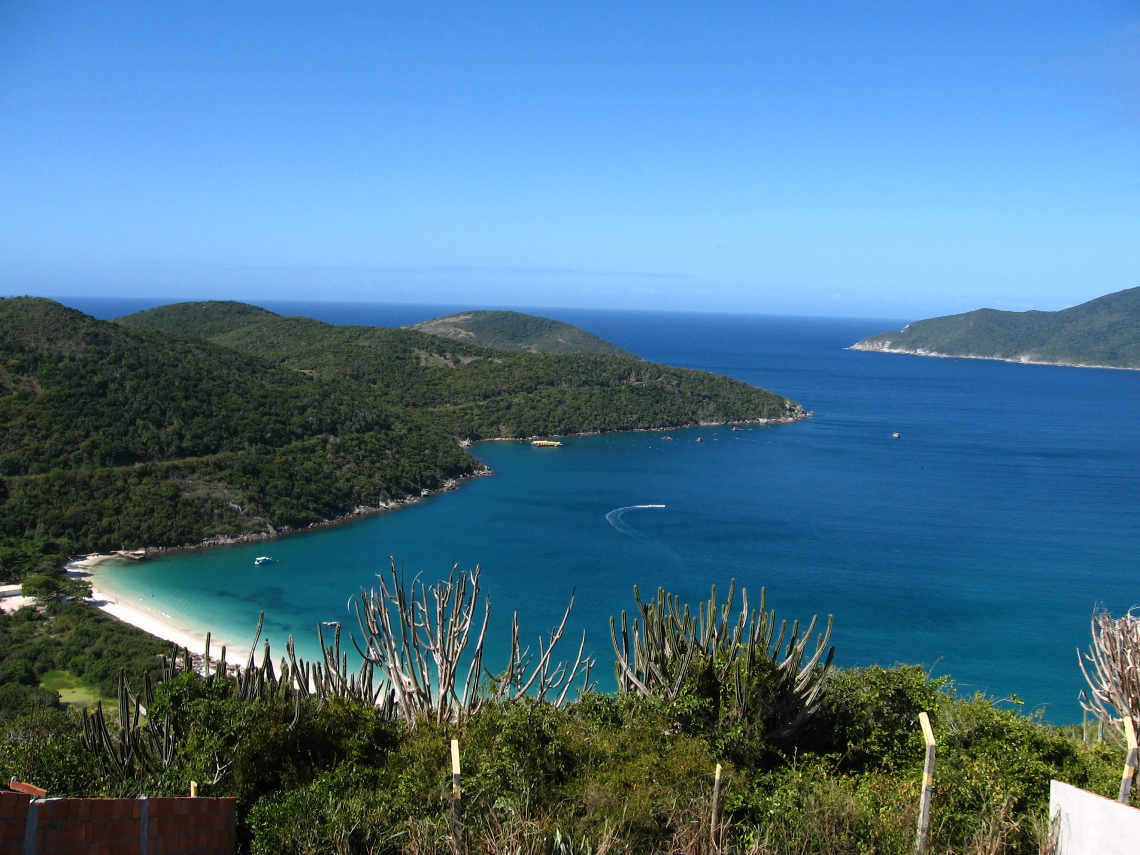 the coast and bay of a tropical island