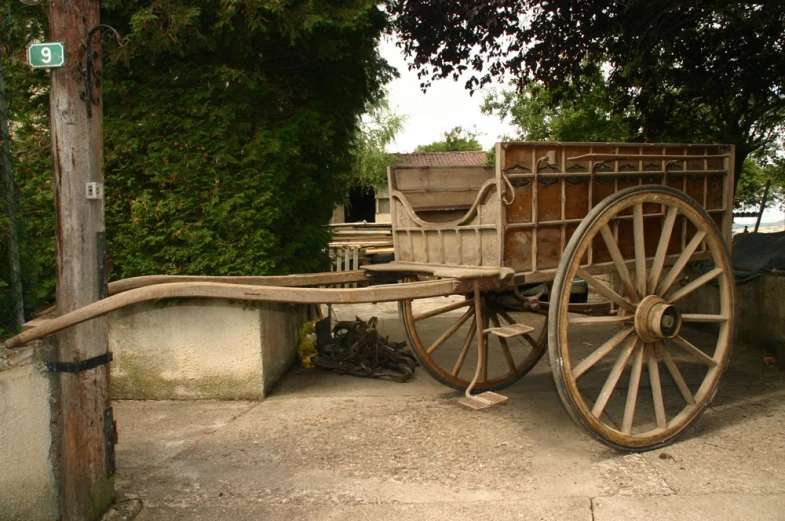 a horse drawn wagon on display at a museum