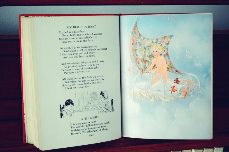 the opened book has an image of a fairy on it