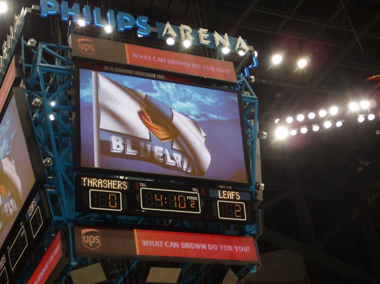a screen displaying a game in the stands