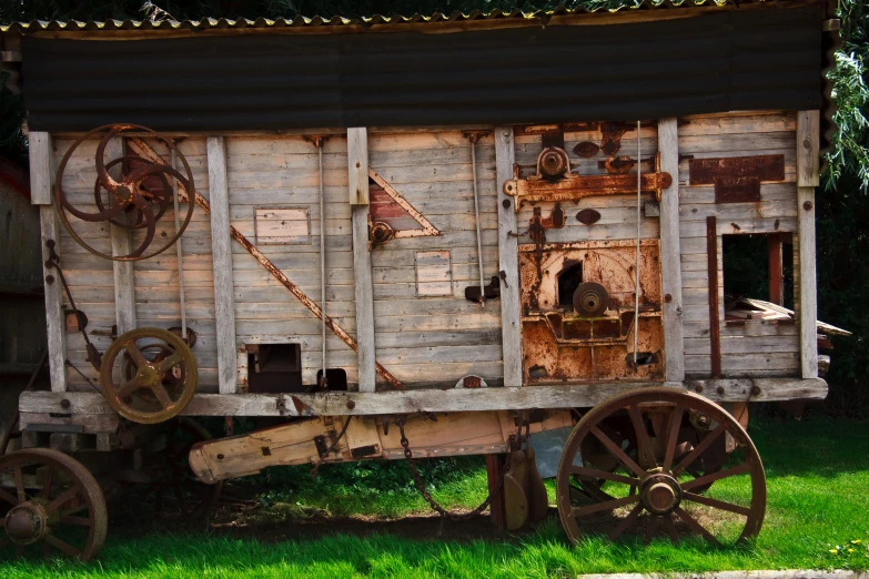 a train that has a bunch of rusted parts