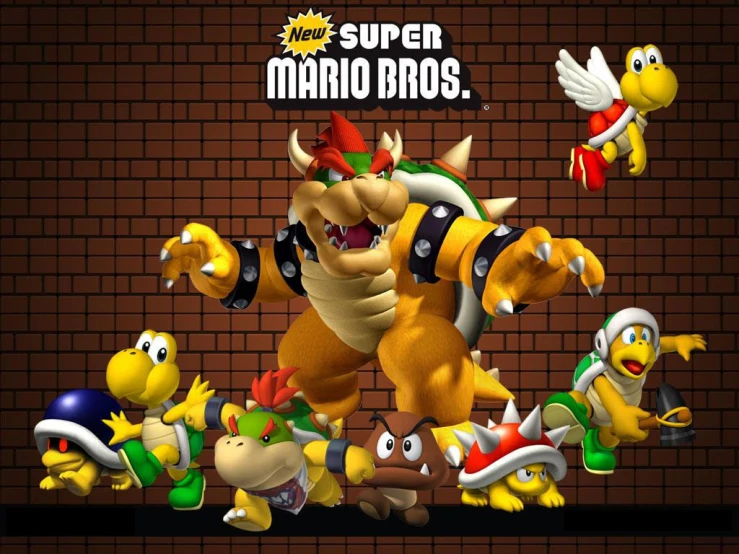 mario bros cartoon with many other characters
