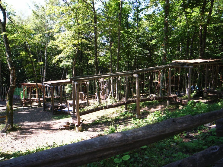 children's play area with trees in the background