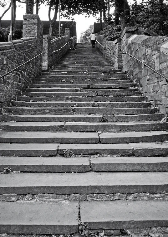 the stair in the black and white po is a stairway