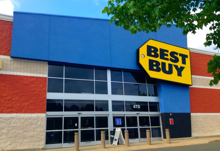 a best buy store with the doors down