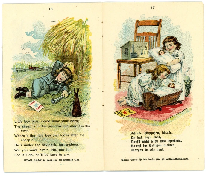 the open book has a picture of two children