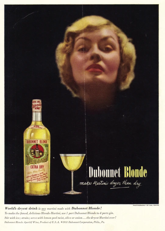 a advertit for a ginnix lemonade blonde featuring a woman next to a wine bottle with a glass