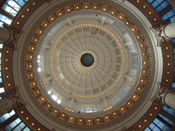 a ceiling s of a round dome in a building