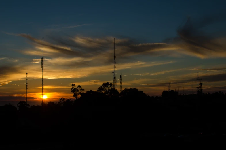 cell towers that are in the sunset,