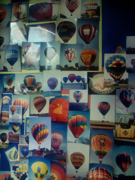 a wall full of  air balloons on display