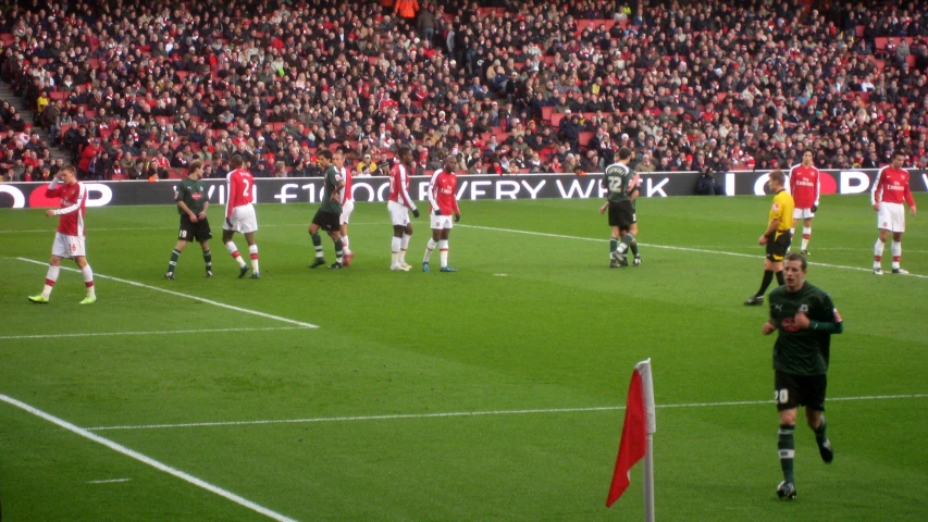 the teams are in formation during a game