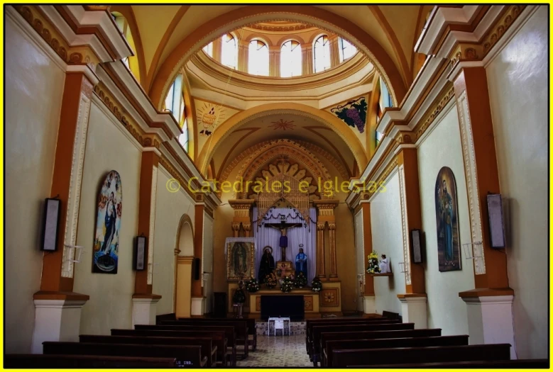 interior of a church looking up to a vaulted ceiling