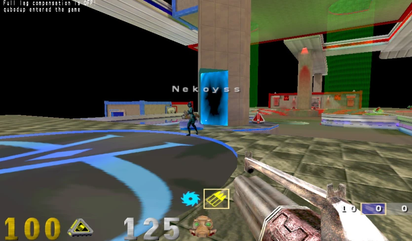 the virtual video game's interface is shown