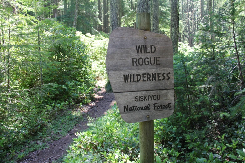 this sign indicates that there is a wild - rouce wilderness and the direction for the path