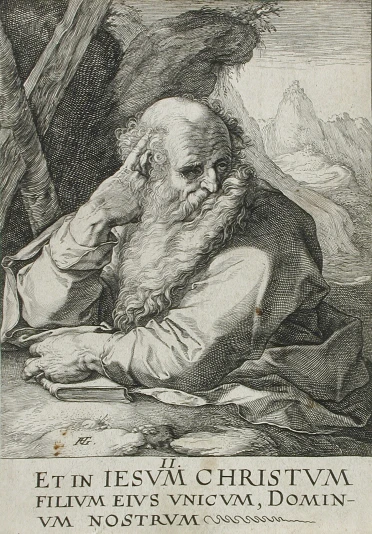 a drawing with a large black beard laying down
