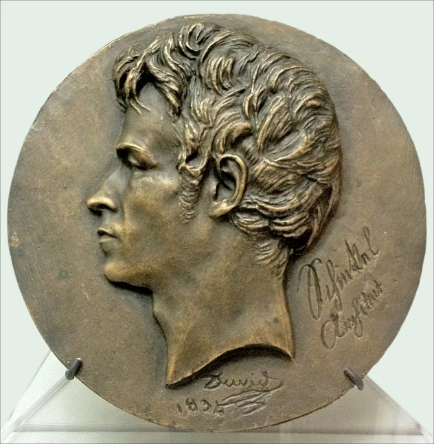 an image of a bronze award medal featuring a male