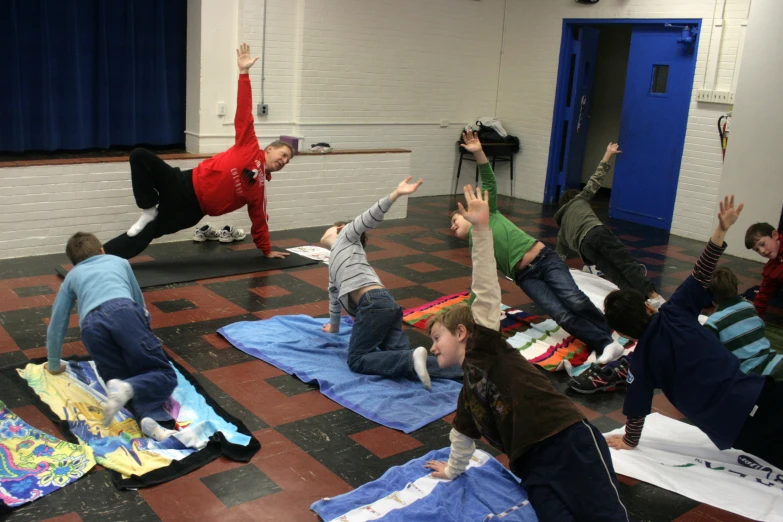 a group of people are doing some exercise