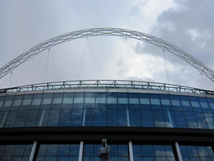 large modern steel and glass building with blue sky