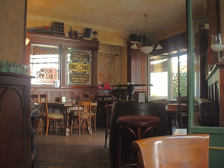 the view of the empty dining room at a restaurant