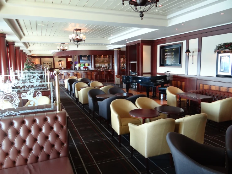 a restaurant setting filled with various booths and tables